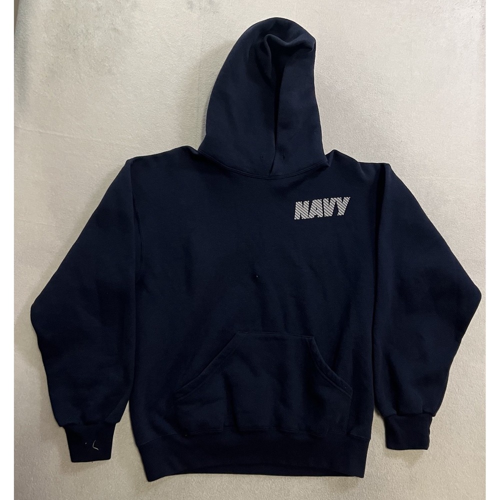 Vintage Soffee US NavyHoodie Men's Size Medium Blue Made In USA Pullover